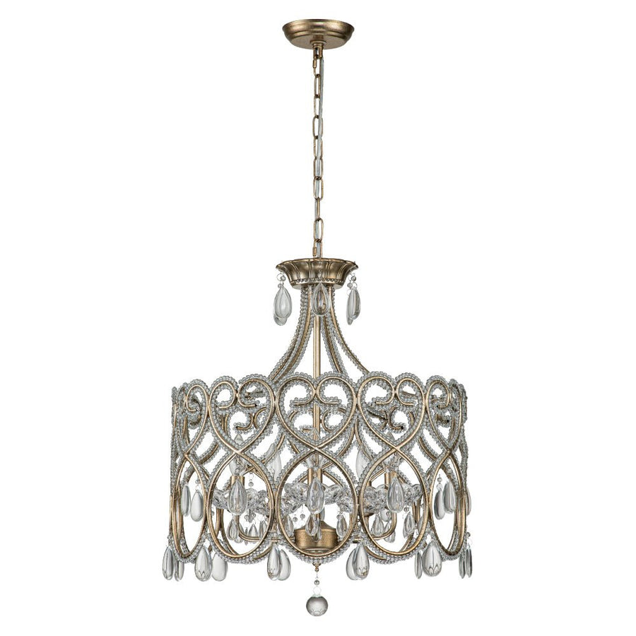 Farmhouze Light-5-Light French Farmhouse Drum Crystal Chandelier-Chandelier-Silver-Gold-