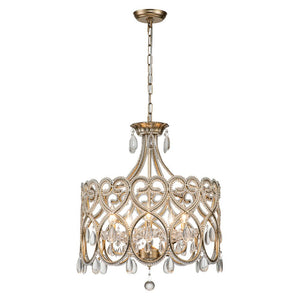 Farmhouze Light-5-Light French Farmhouse Drum Crystal Chandelier-Chandelier-Silver-Gold-