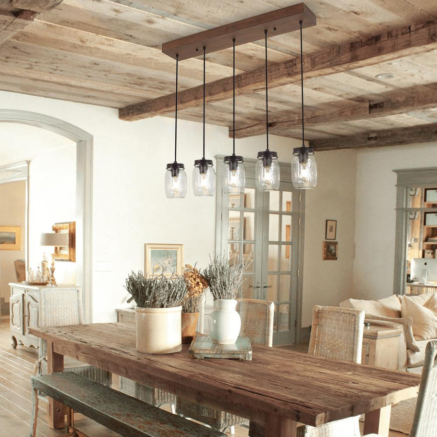 Farmhouze Light-5-Light Mason Jar Island Pendant Light-Pendant--