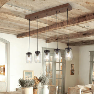 Farmhouze Light-5-Light Mason Jar Island Pendant Light-Pendant--