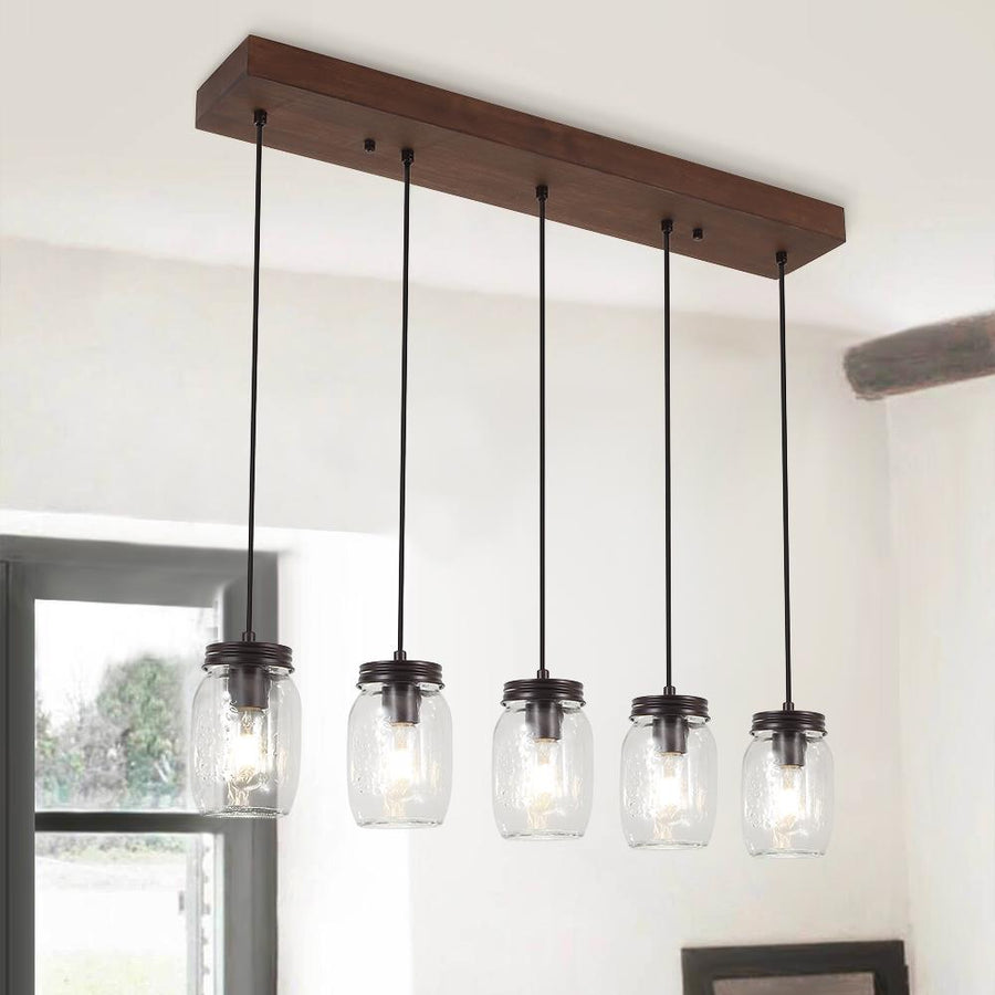 Farmhouze Light-5-Light Mason Jar Pendant Light-Pendant--