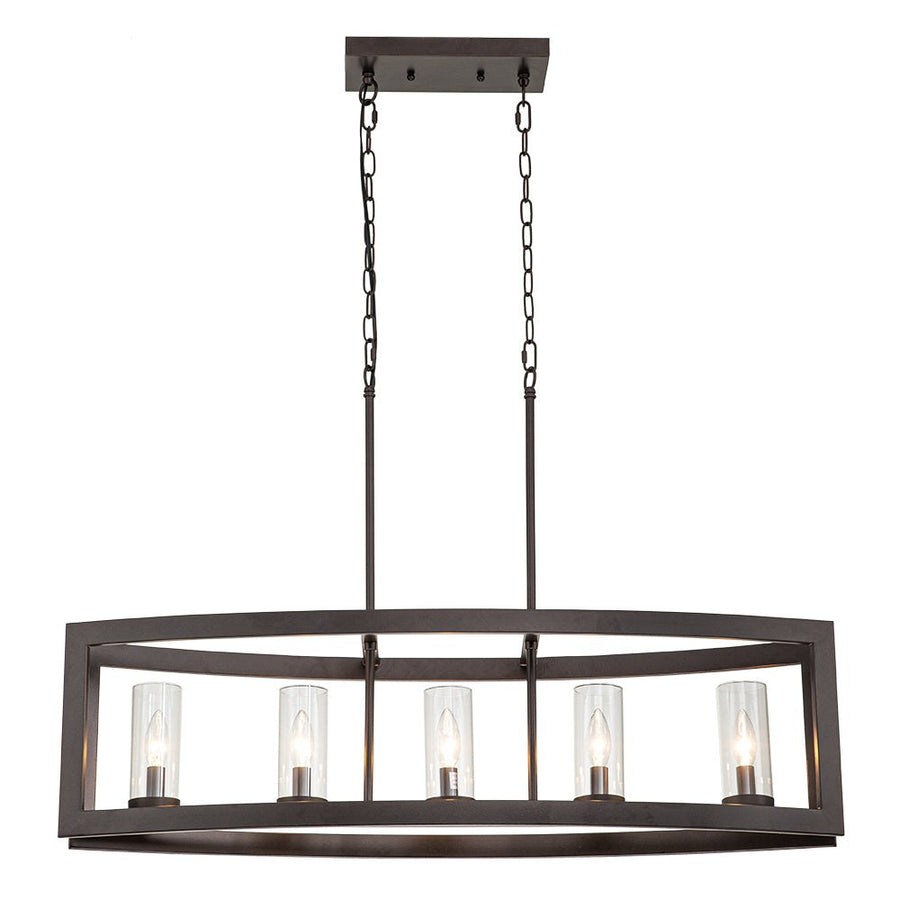 Farmhouze Light-5-Light Oiled Rubbed Bronze Oval Kitchen Island Pendant-Chandelier-Oiled Rubbed Bronze-