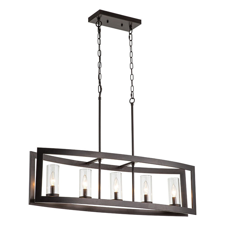 Farmhouze Light-5-Light Oiled Rubbed Bronze Oval Kitchen Island Pendant-Chandelier-Oiled Rubbed Bronze-