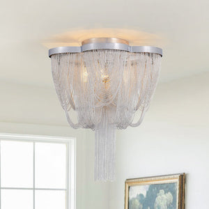 Farmhouze Light-5-Light Statement Draped Chain Flush Mount Ceiling Light-Ceiling Light-5-Light-Chrome