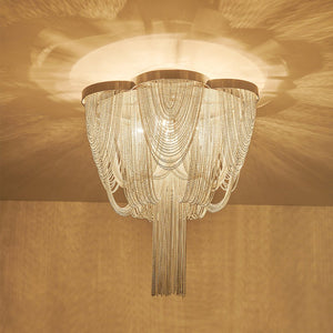 Farmhouze Light-5-Light Statement Draped Chain Flush Mount Ceiling Light-Ceiling Light-5-Light-Chrome