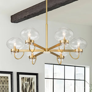 Farmhouze Light-6-Light Clear Glass Shade Sputnik Chandelier-Chandelier-Brass-