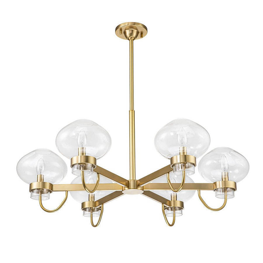 Farmhouze Light-6-Light Clear Glass Shade Sputnik Chandelier-Chandelier-Brass-