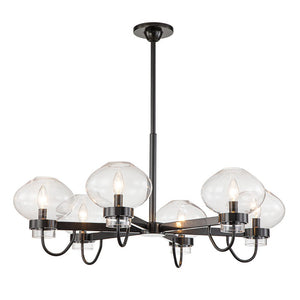 Farmhouze Light-6-Light Clear Glass Shade Sputnik Chandelier-Chandelier-Brass-