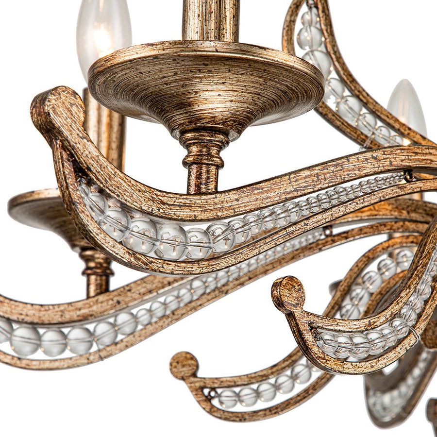 Farmhouze Light-6-Light Crystal Bead Vintage Metal Empire Candle Chandelier-Chandelier-6-Light-