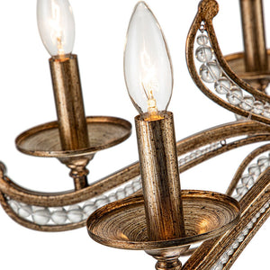 Farmhouze Light-6-Light Crystal Bead Vintage Metal Empire Candle Chandelier-Chandelier-6-Light-