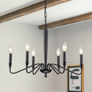 Farmhouze Light-6-Light Farmhouse Metal Candle Style Chandelier-Chandelier-Black-