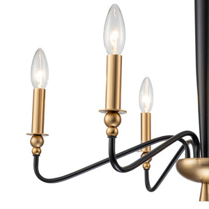 Farmhouze Light-6-Light Farmhouse Metal Candle Style Chandelier-Chandelier-Black+Brass-