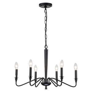 Farmhouze Light-6-Light Farmhouse Metal Candle Style Chandelier-Chandelier-Black+Brass-