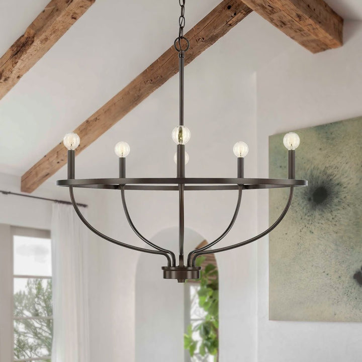 Farmhouze Light-6-Light Metal Candle Style Chandelier-Chandelier-Black-