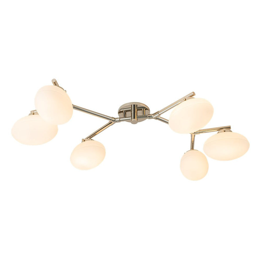 Farmhouze Light-6-Light Opal Glass Globe Branch Ceiling Light-Ceiling Light-Nickel-6-Light