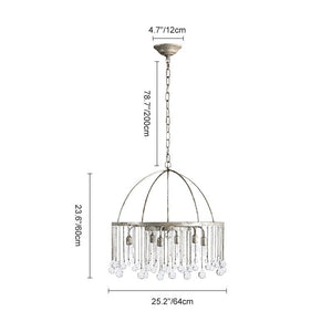 Farmhouze Light-6-Light Round Antique Silver Crystal Chandelier-Chandelier-Silver-6-Light