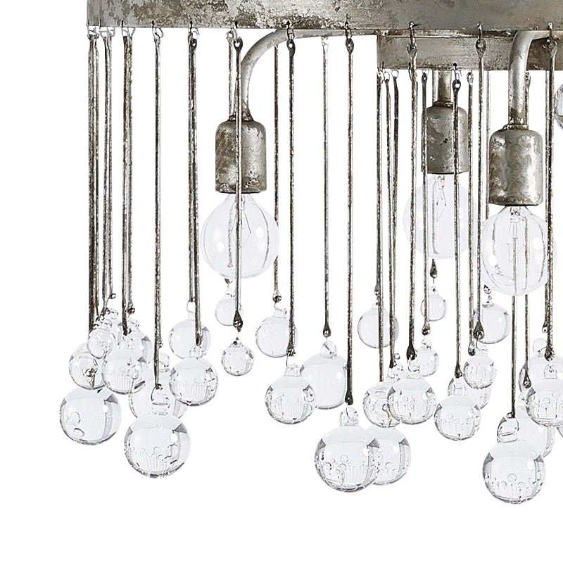 Farmhouze Light-6-Light Round Antique Silver Crystal Chandelier-Chandelier-Silver-6-Light