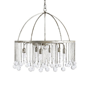 Farmhouze Light-6-Light Round Antique Silver Crystal Chandelier-Chandelier-Silver-6-Light