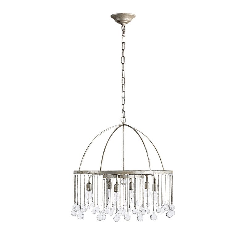 Farmhouze Light-6-Light Round Antique Silver Crystal Chandelier-Chandelier-Silver-6-Light