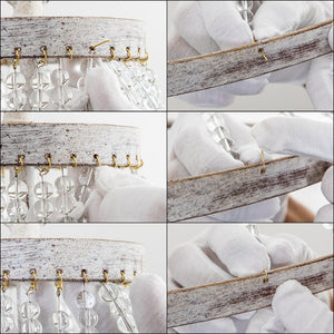 Farmhouze Light-8-Light Rustic White Candle Crystal Wagon Wheel Chandelier-Chandelier--