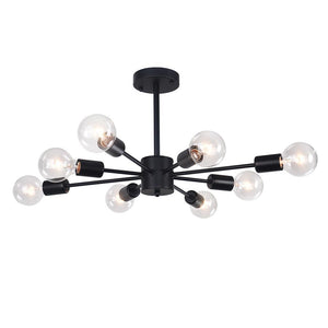 Farmhouze Light-8-Light Semi Flush Sputnik Light-Ceiling Light-Black-