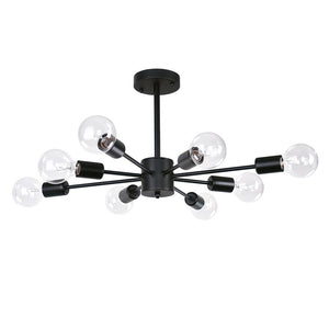 Farmhouze Light-8-Light Semi Flush Sputnik Light-Ceiling Light-Black-