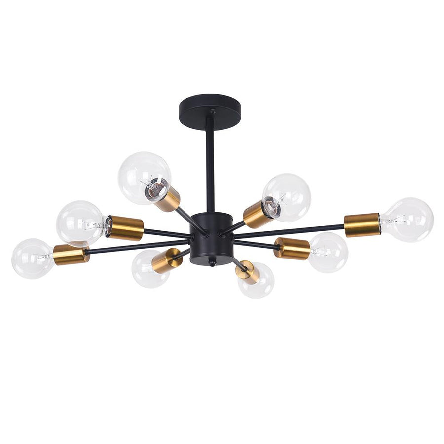 Farmhouze Light-8-Light Semi Flush Sputnik Light-Ceiling Light-Black and Gold-