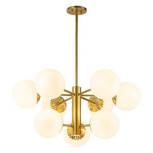 Farmhouze Light-Aged Brass Sputnik Milky Glass Globe Chandelier-Chandelier-6-Light-