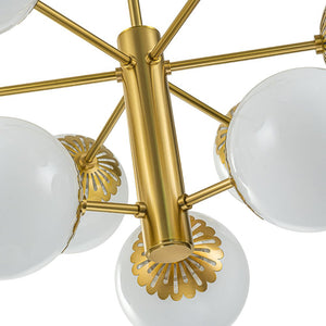 Farmhouze Light-Aged Brass Sputnik Milky Glass Globe Chandelier-Chandelier-6-Light-