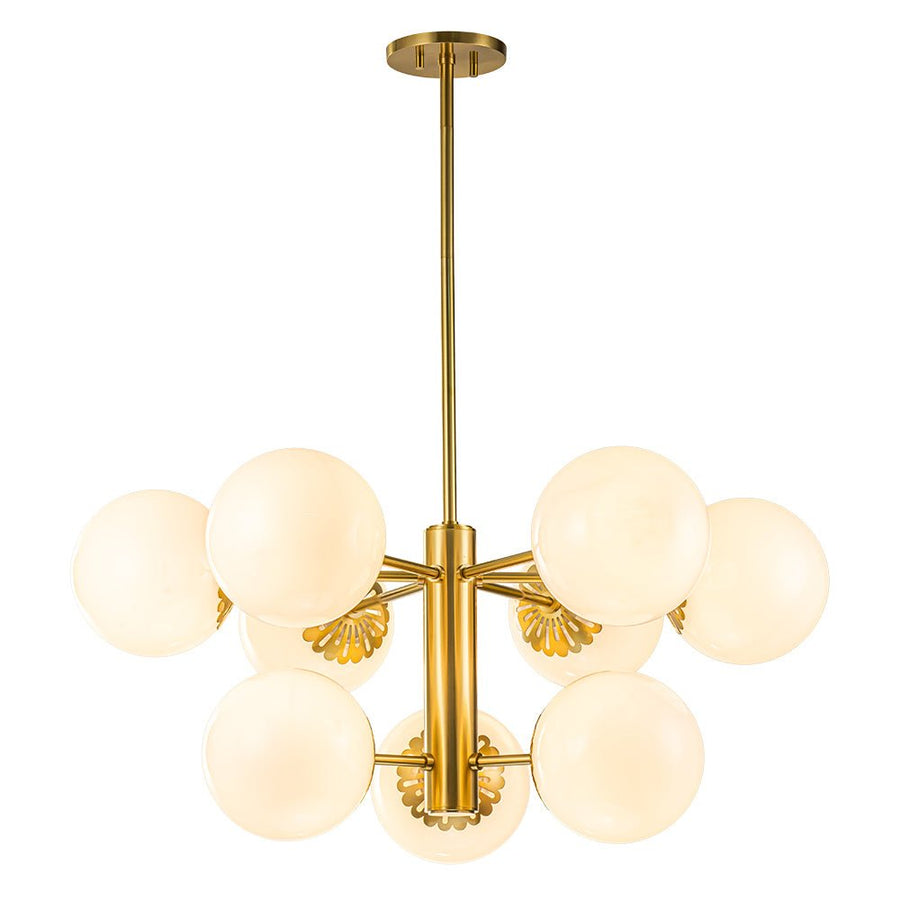 Farmhouze Light-Aged Brass Sputnik Milky Glass Globe Chandelier-Chandelier-6-Light-