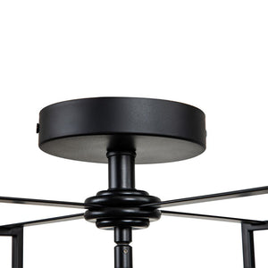 Farmhouze Light-Black Lantern Drum Semi Flush Mount-Ceiling Light--