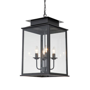 Farmhouze Light-Black Square Lantern Pendant Light-Chandelier--