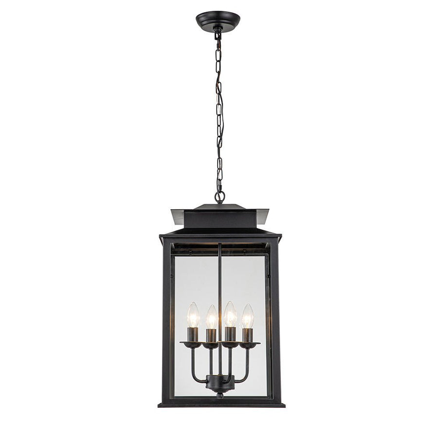 Farmhouze Light-Black Square Lantern Pendant Light-Chandelier--