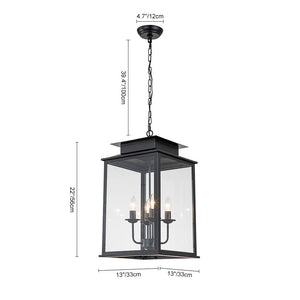 Farmhouze Light-Black Square Lantern Pendant Light-Chandelier--