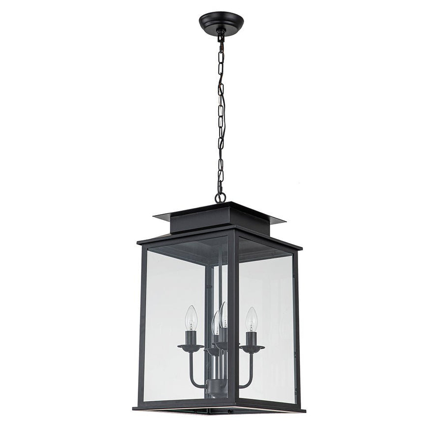 Farmhouze Light-Black Square Lantern Pendant Light-Chandelier--