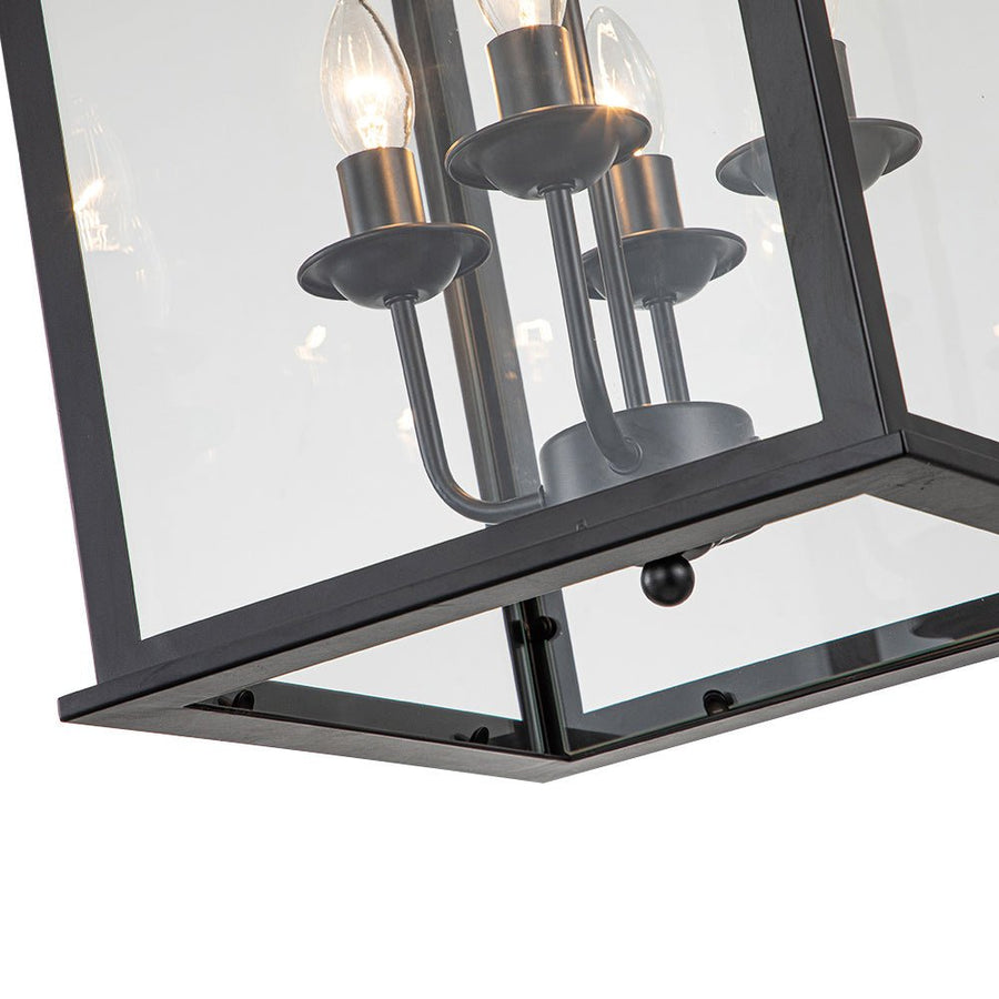 Farmhouze Light-Black Square Lantern Pendant Light-Chandelier--