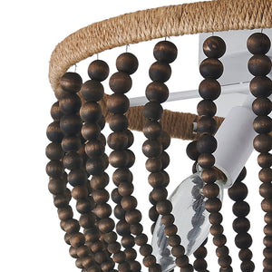 Farmhouze Light-Bohemian Bowl Bead Flush Mount-Ceiling Light-Brown Wood Beads-