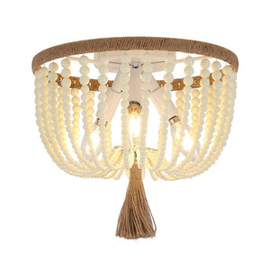 Farmhouze Light-Bohemian Bowl Bead Flush Mount-Ceiling Light-Creamy Plastic Beads-