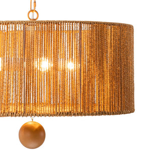 Farmhouze Light-Boho Farmhouse 4-light Rope Drum Pendant Light-Chandelier-4-Light-Brown