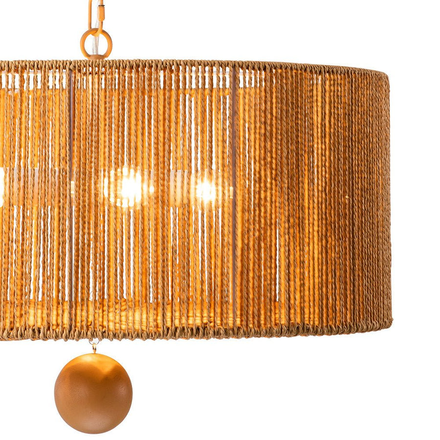 Farmhouze Light-Boho Farmhouse 4-light Rope Drum Pendant Light-Chandelier-4-Light-Brown