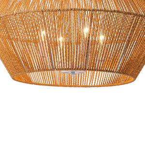 Farmhouze Light-Boho Farmhouse 4-light Wide Brown Rope Pendant Light-Chandelier-4-Light-Brown