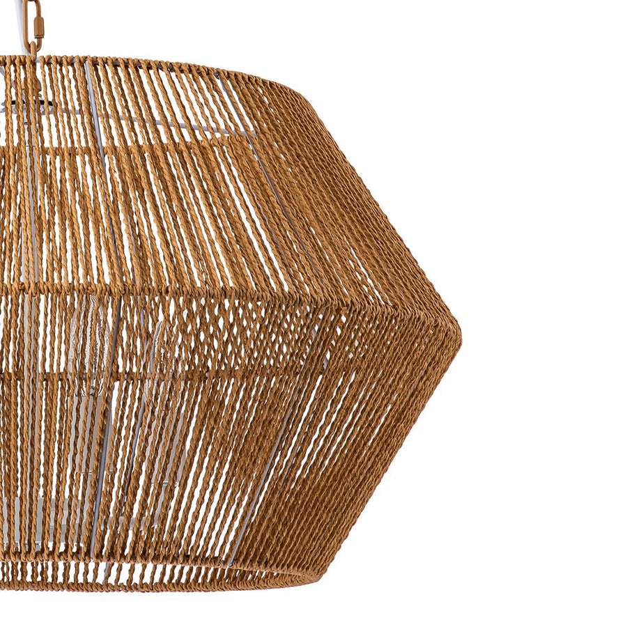 Farmhouze Light-Boho Farmhouse 4-light Wide Brown Rope Pendant Light-Chandelier-4-Light-Brown