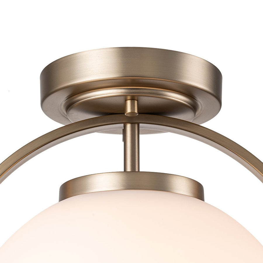 Farmhouze Light-Brass 1-Light Opal Glass Globe Semi Flush Mount-Ceiling Light-Brass-1-Light