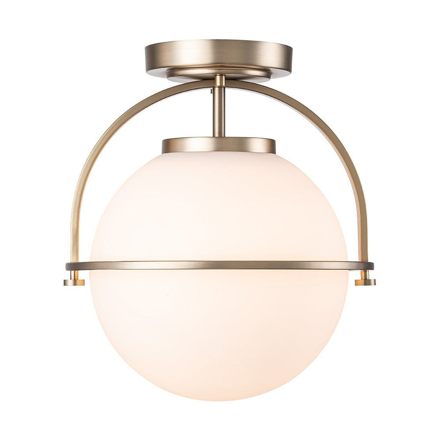 Farmhouze Light-Brass 1-Light Opal Glass Globe Semi Flush Mount-Ceiling Light-Brass-1-Light