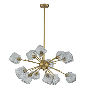 Farmhouze Light-Brass 12-Light Ice Glass Shade Sputnik Chandelier-Chandelier-12-Light-Brass