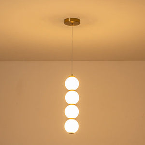 Farmhouze Light-Brass 4-Light LED Milky Glass Dango Globe Pendant Light-Pendant-Brass-4-Light