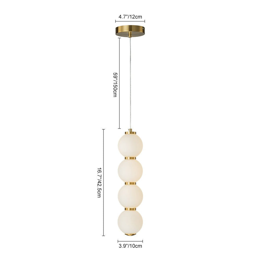 Farmhouze Light-Brass 4-Light LED Milky Glass Dango Globe Pendant Light-Pendant-Brass-4-Light