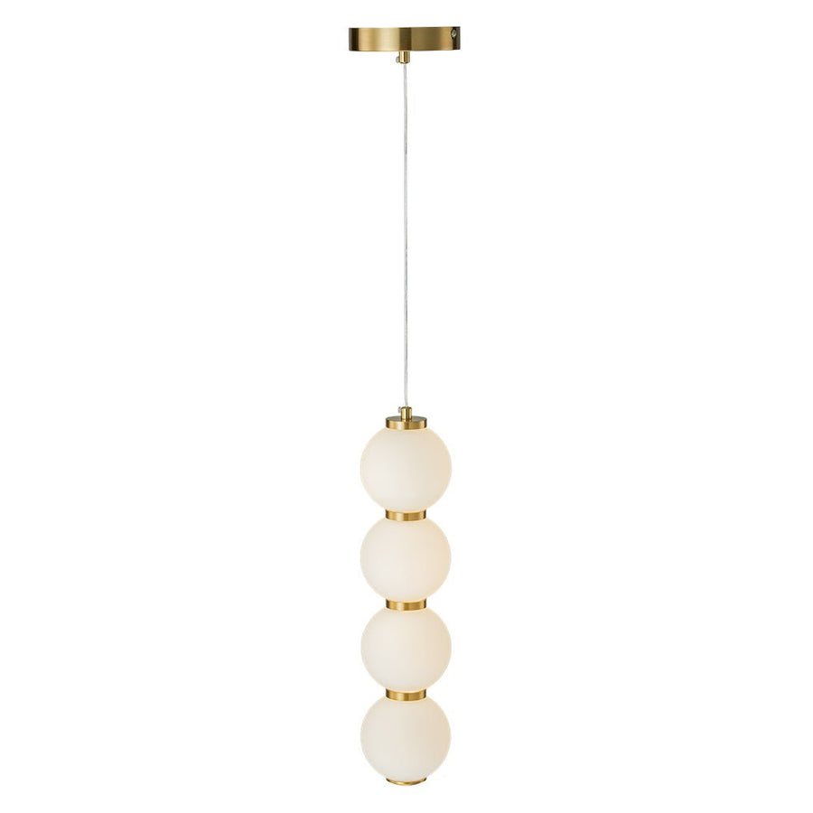 Farmhouze Light-Brass 4-Light LED Milky Glass Dango Globe Pendant Light-Pendant-Brass-4-Light