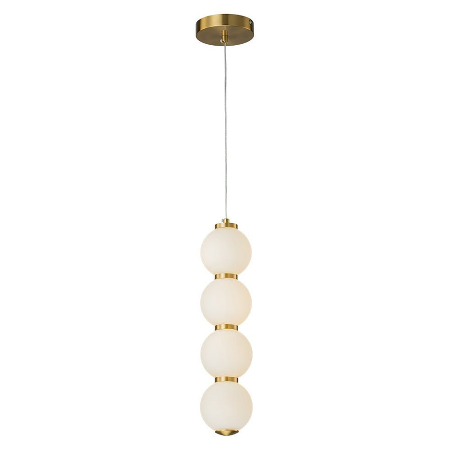 Farmhouze Light-Brass 4-Light LED Milky Glass Dango Globe Pendant Light-Pendant-Brass-4-Light