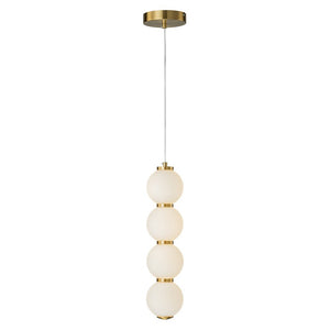 Farmhouze Light-Brass 4-Light LED Milky Glass Dango Globe Pendant Light-Pendant-Brass-4-Light